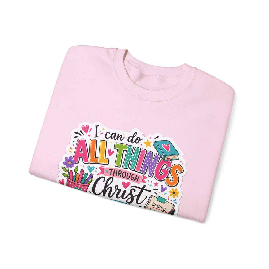 Colorful Philippians 4:13 Christian Sweatshirt | Unisex Heavy Blend Crewneck